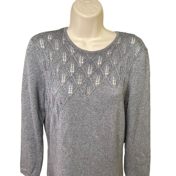 J McLaughlin Knit Crochet Knee Length Sweater Dress Size Small u Pointelle Patte - Picture 2 of 9